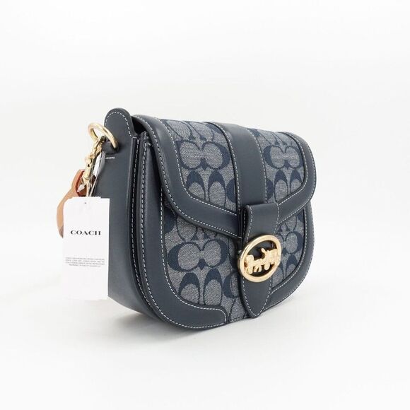 Coach Women's Georgie Saddle Bag In Signature Chambray Blue OS - Picture 3 of 14